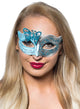 Womens Butterfly Venetian Mask in Pale Blue and Silver Genuine Elevate Costumes - Main Image
