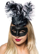 Women's Black Masquerade Mask With Black Feathers Main Image