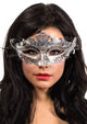 Silver Glitter Metal Masquerade Mask for Women - View 1