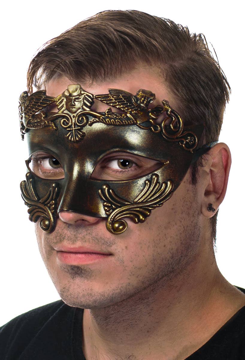 Men's Bronze Age Ancient Caesar Masquerade Mask - Main View