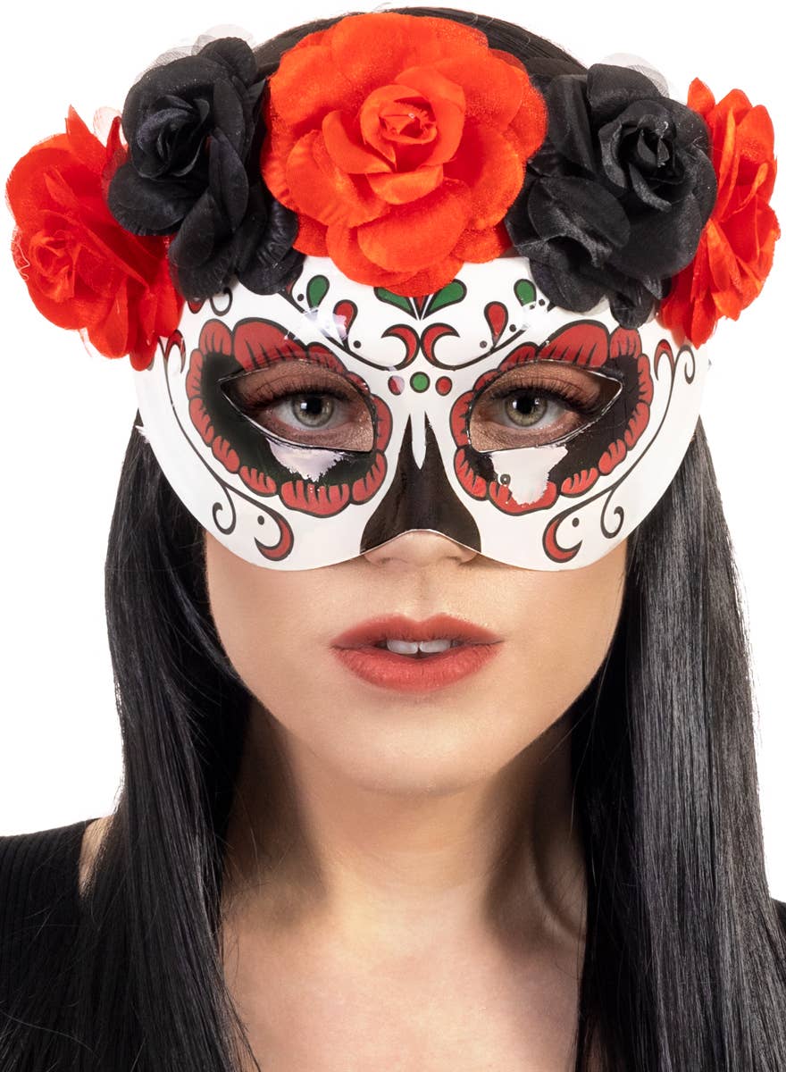 Red And Black Day Of The Dead Mask Sugar Skull Masquerade Mask Red And Black Day Of The Dead Mask Sugar Skull Masquerade Mask