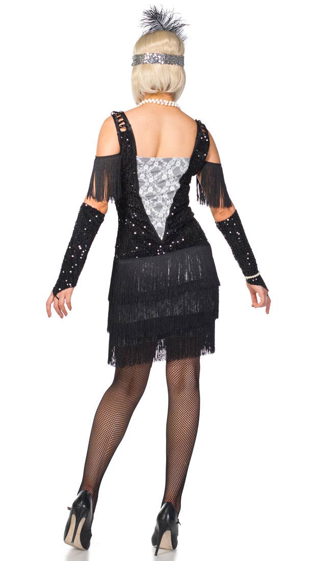 1920's Great Gatsby Women's Black Flapper Dress Back View