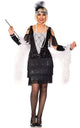 Women's Black and White Lace 1920's Flapper Costume Front