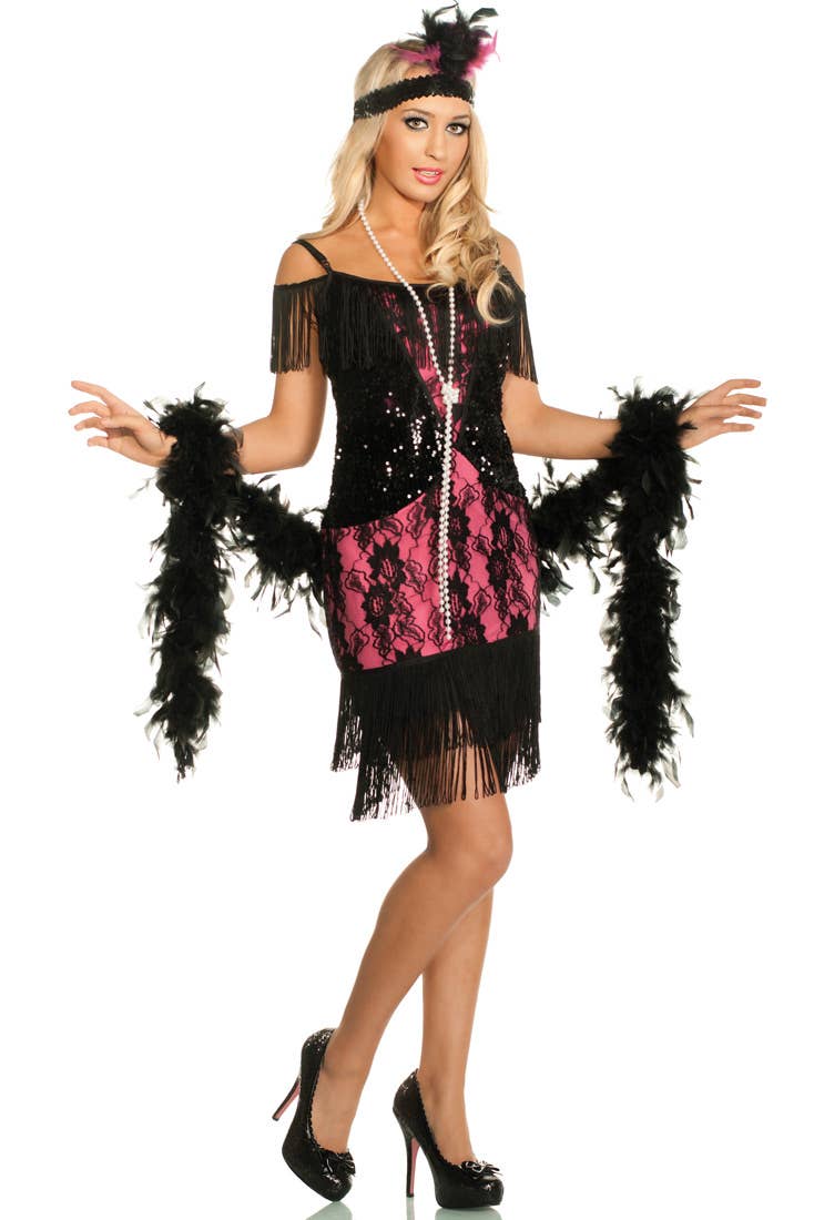 Miss Viola Pink & Black Flapper Costume