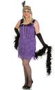 Plus Size Women's Short Purple Flapper Costume Front View