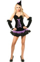 Flirty Black and Purple Tutu Witch Halloween Costume for Women - Main Image