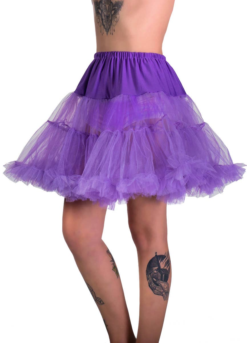 Women's Fluffy Purple Thigh Length Costume Petticoat