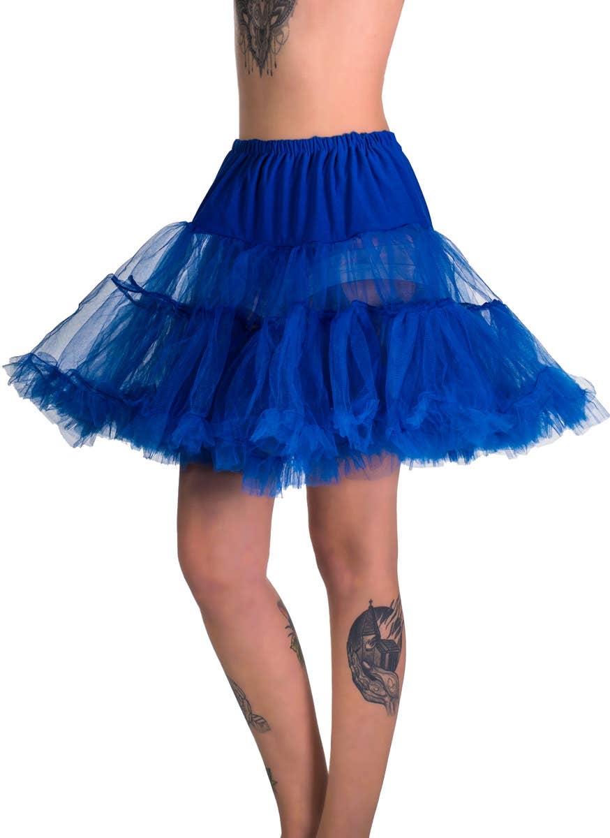 Women's Royal Blue Fluffy Thigh Length Costume Petticoat