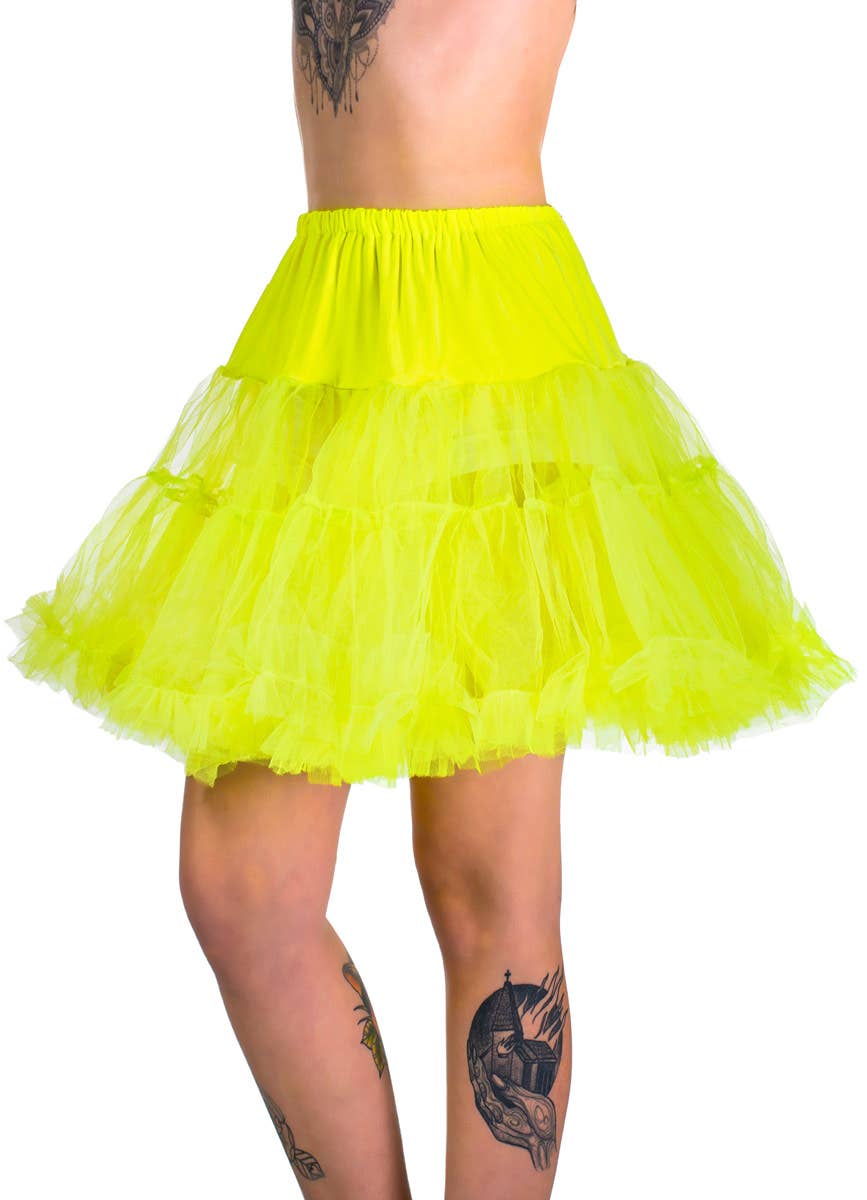 Women's Plus Size Neon Yellow Thigh Length Costume Petticoat