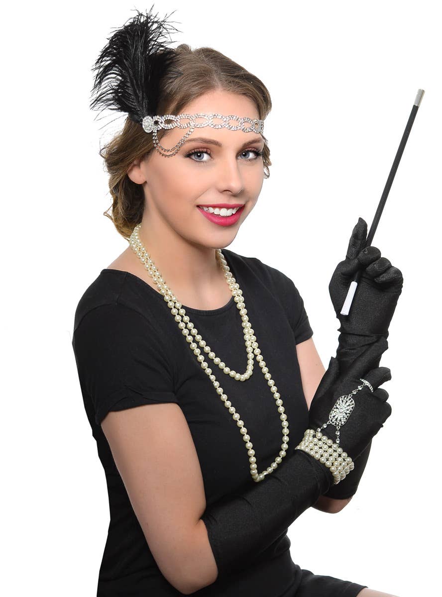 1920s Black Flapper Accessory Set | Great Gatsby Black Accessory Set