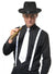 White Elastic Gangster Suspenders Braces Front View