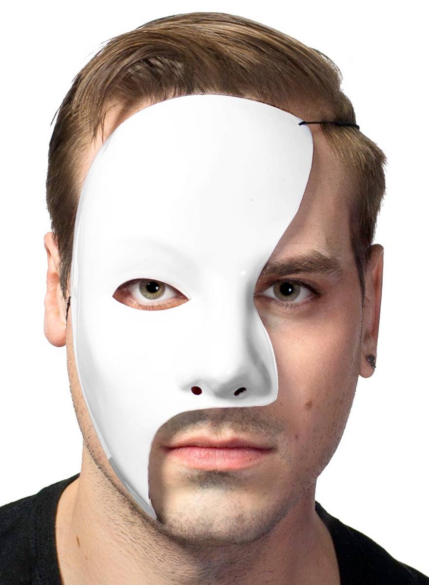 Mens White Phantom of the Opera Mask Half Face Phantom Mask