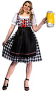 Black and White Checkered Women's Long Oktoberfest Costume Front View