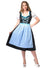 Women's Blue and Black Checkered Long Oktoberfest Costume Dress Front Image