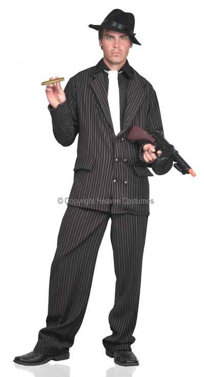 Men's Pinstripe Gangster Mac Daddy Fancy Dress Pimp Costume