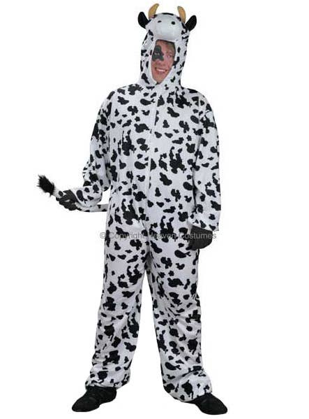Adult's Plus Size Cow Onesie Costume Front View