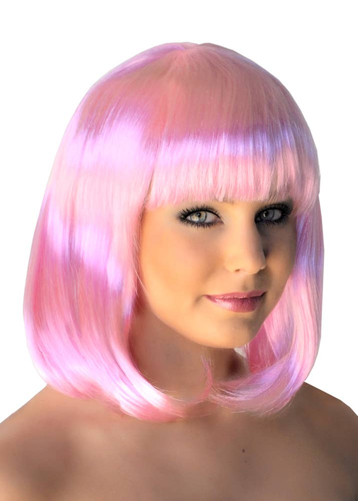 Short Pale Pink Women's Bob Costume Wig with Fringe