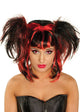 Image of Messy Pigtails Black and Red Women's Halloween Wig