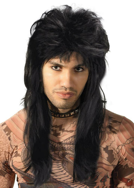 Mullet Wig Black 80s Bogan