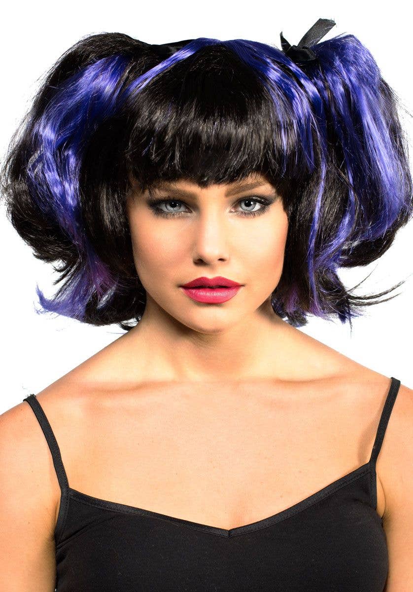 Black And Purple Vampire Bad Fairy Halloween Costume Wig Main Image