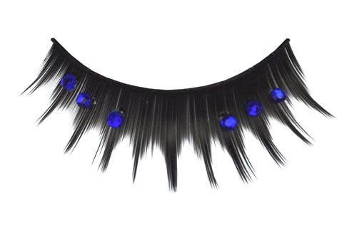 Black False Eyelashes with Blue Diamantes