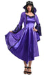 Long Purple Satin Women's Medieval Vampire Queen Costume - Front Image