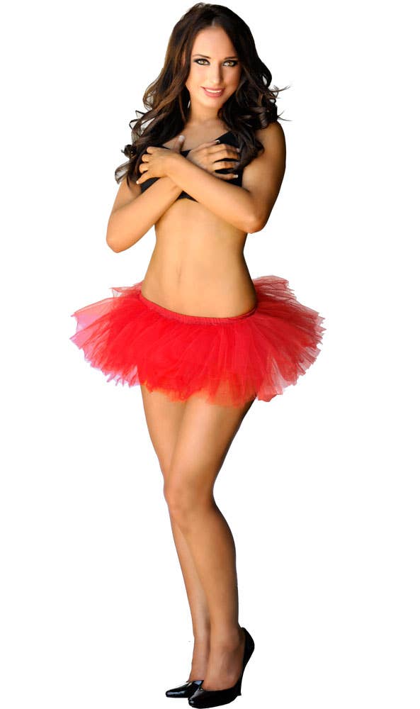 Adorable Red Fluffy Tutu Petticoat Womens Costume Accessory - Full Image