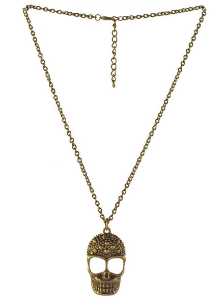 Women's Brass Pirate Skull Necklace Fancy Dress Costume Accessory Alternative Image