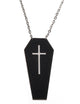 Halloween Black Coffin White Cross On Chain Necklace Jewellery Costume Accessory Main Front Image