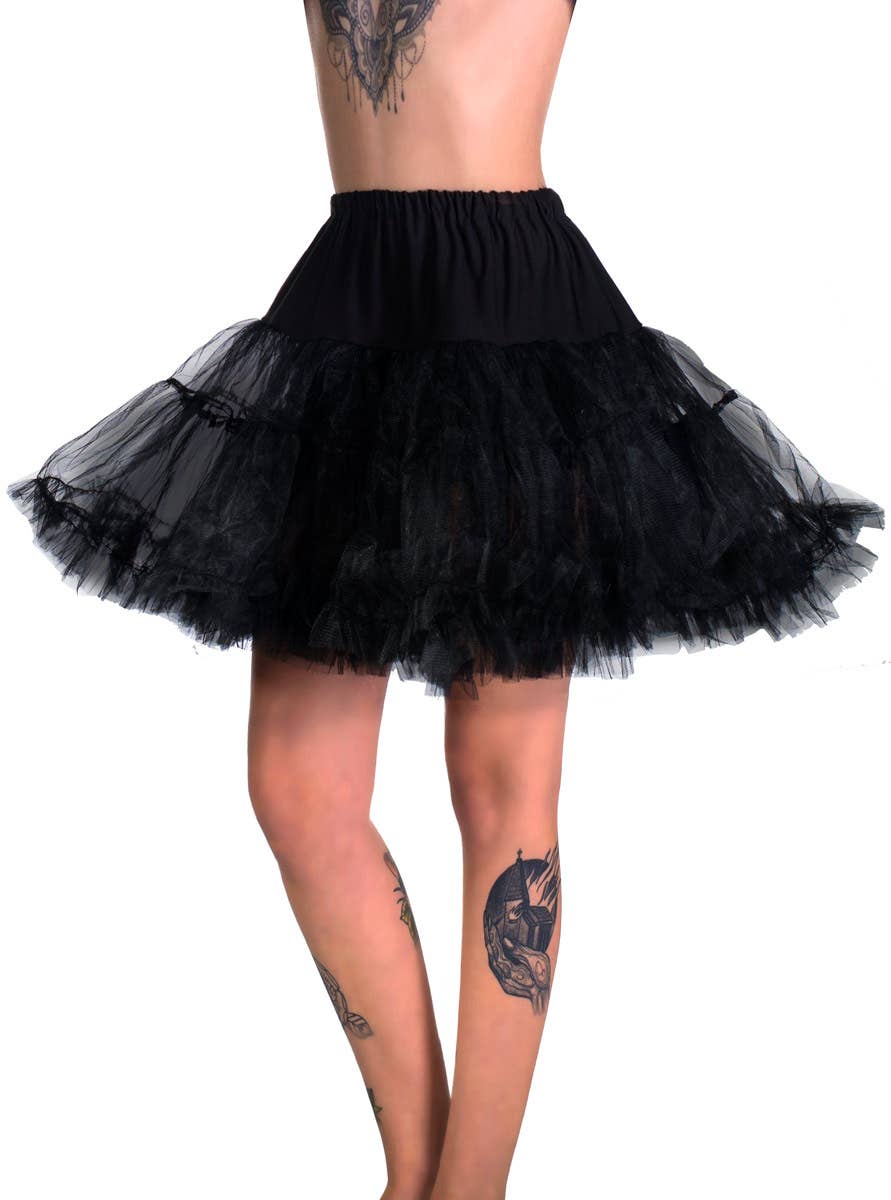 Classic Black Women's Thigh Length Costume Petticoat