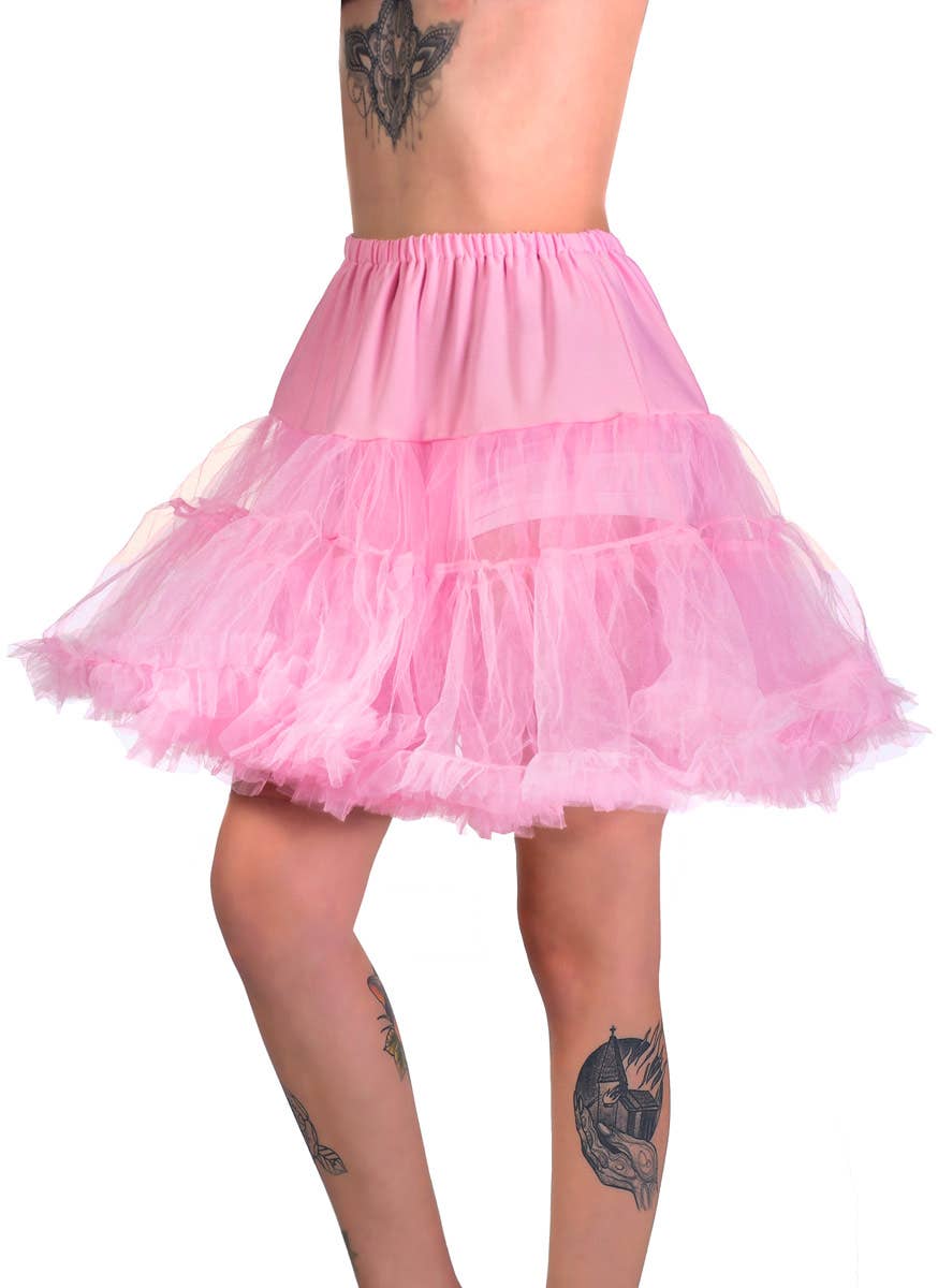 Women's Plus Size Fluffy Pink Thigh Length Costume Petticoat