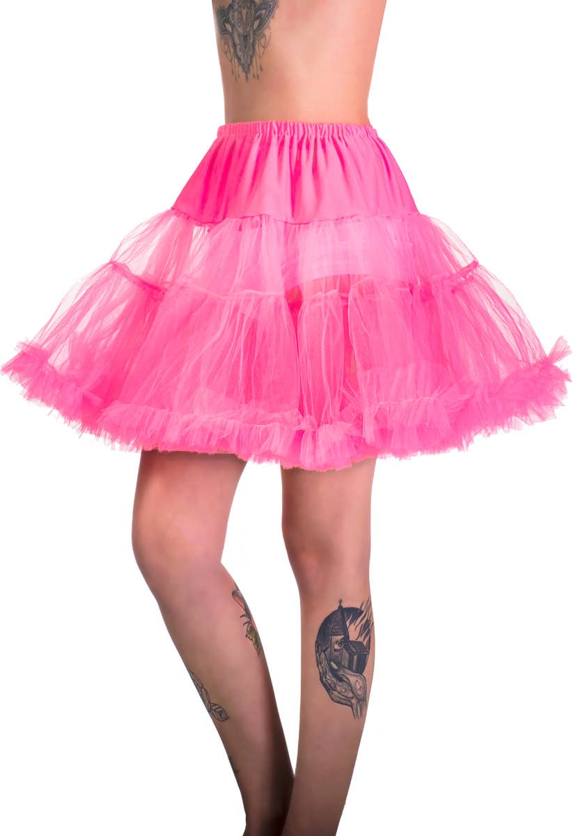 Women's Plus Size Fluffy Hot Pink Thigh Length Costume Petticoat