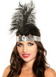 Silver and Black Tall Feather 1920's Flapper Headband - Main Image