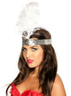 White Tall Feather and Silver 1920's Flapper Headband - Main Image