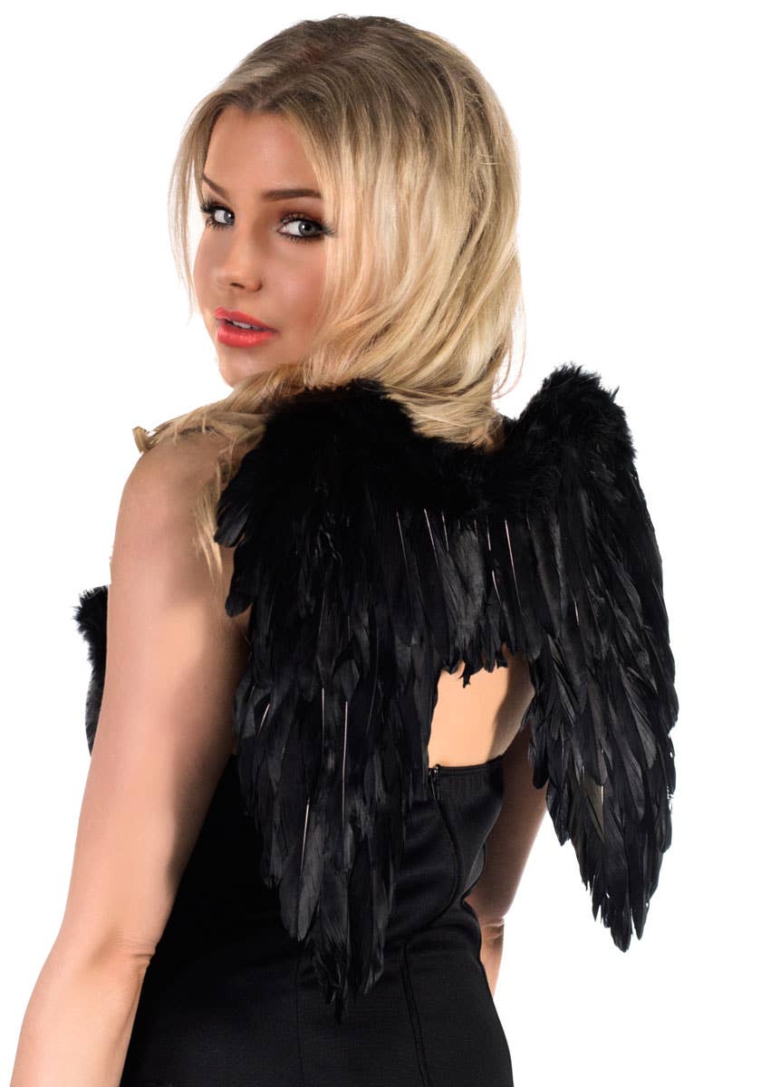 Black Feather Mini Devil Wings Back