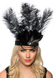 Black Tall Feather Headband for Flapper or Showgirl Theme