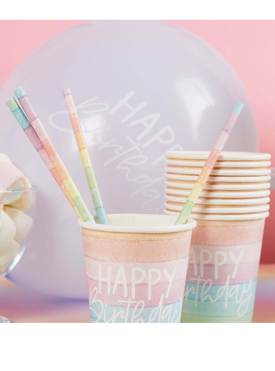 Eco Rainbow 16 Pack Paper Straws - Lifestyle Image 1