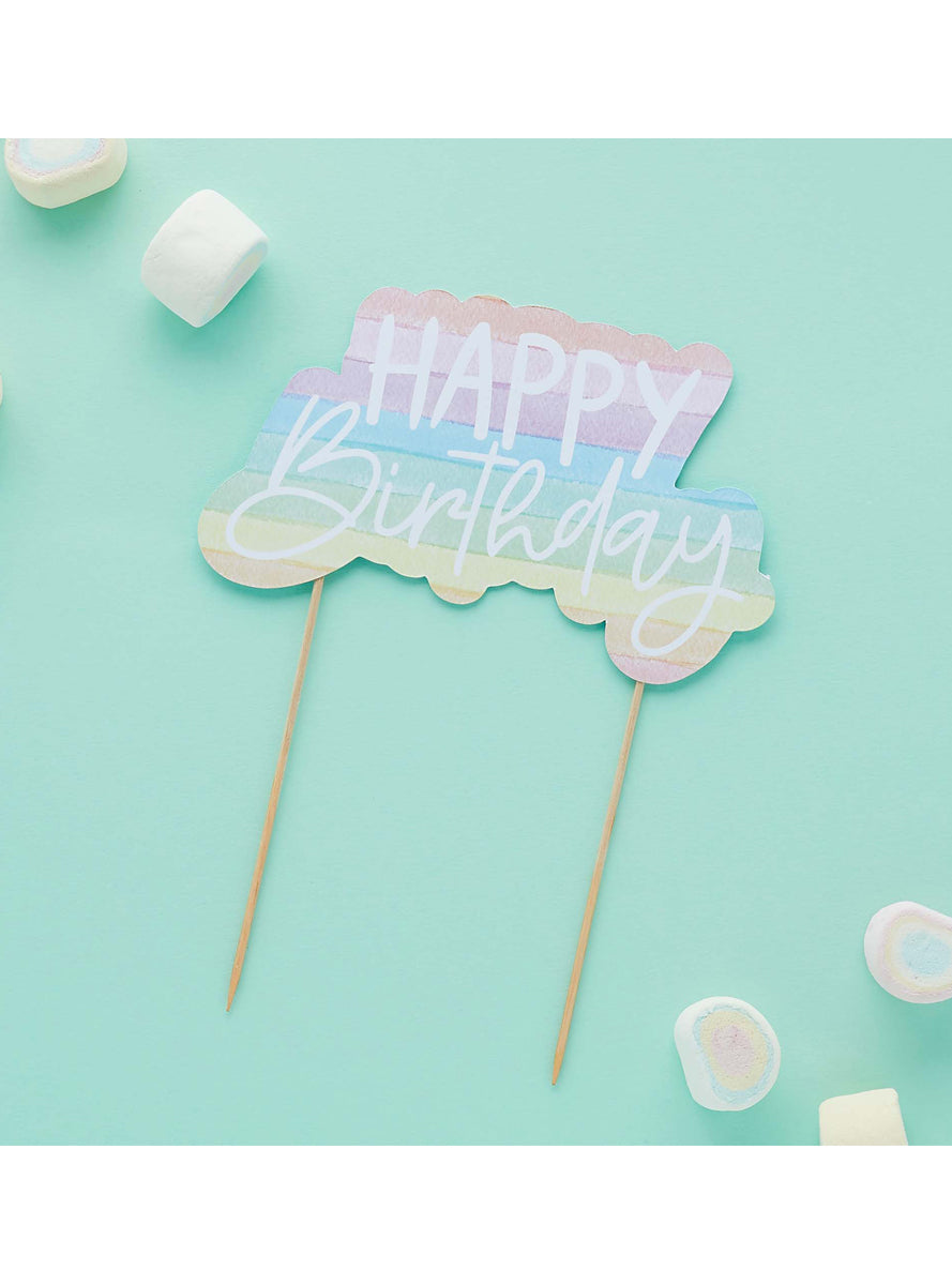 Eco Rainbow 16cm Happy Birthday Cake Topper - Lifestyle Image 2