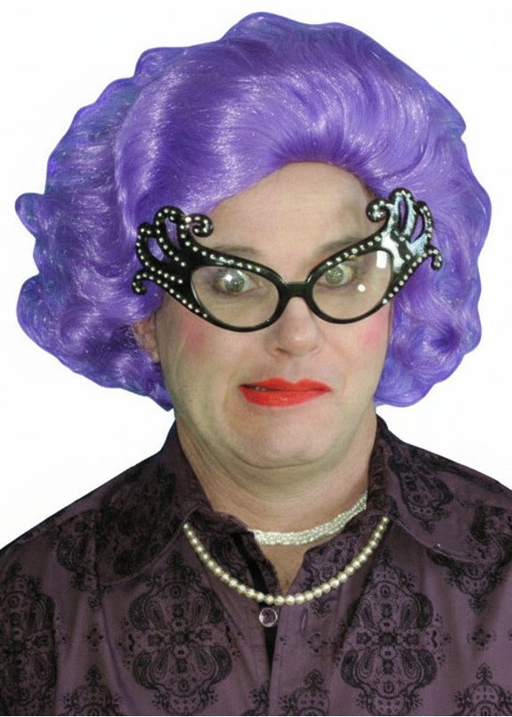 Womens Purple Curly Edna Costume Wig - Main Image