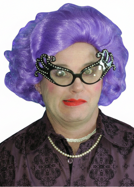Womens Purple Curly Edna Costume Wig - Main Image