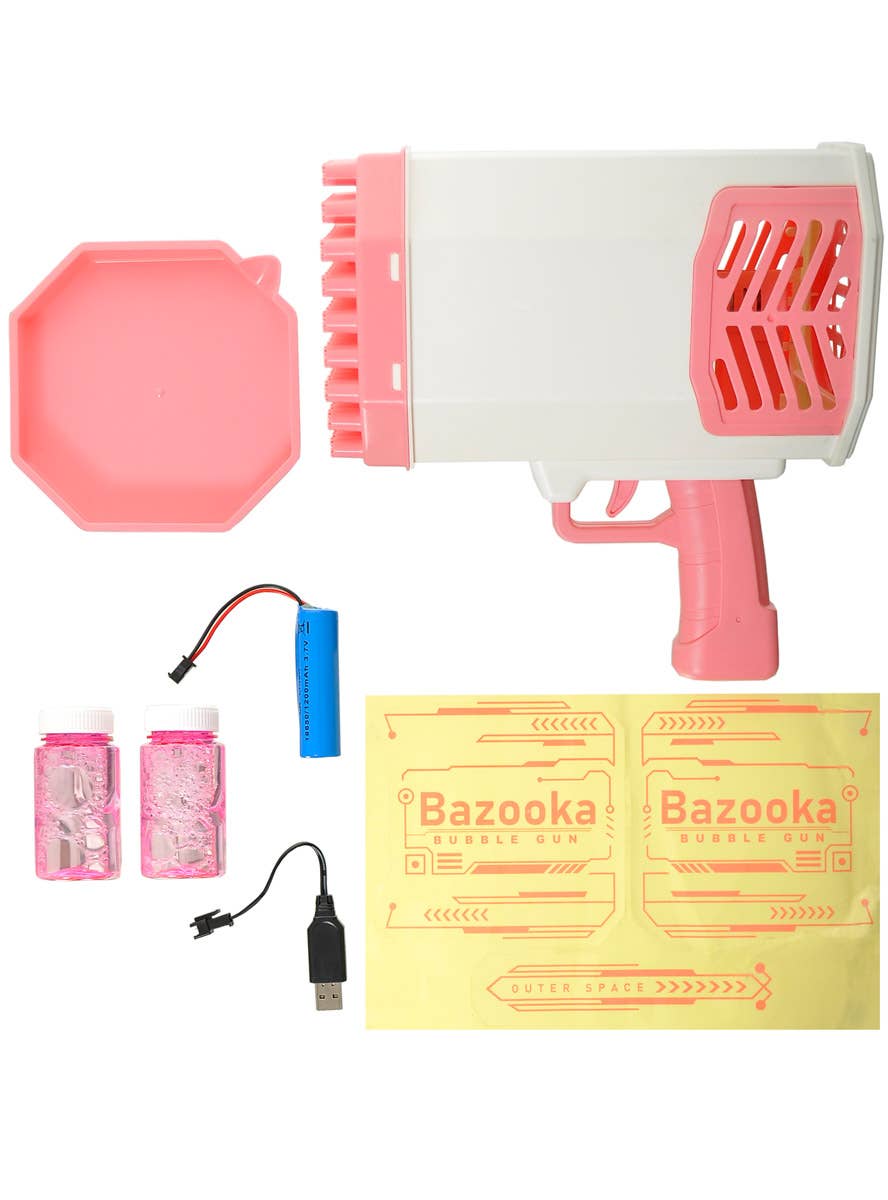 Image of Light Up Pink and White Bubble Gun - Alternate Image 1
