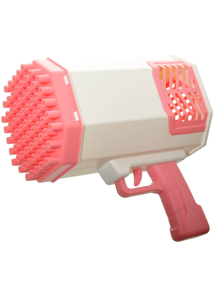 Image of Light Up Pink and White Bubble Gun - Main Image