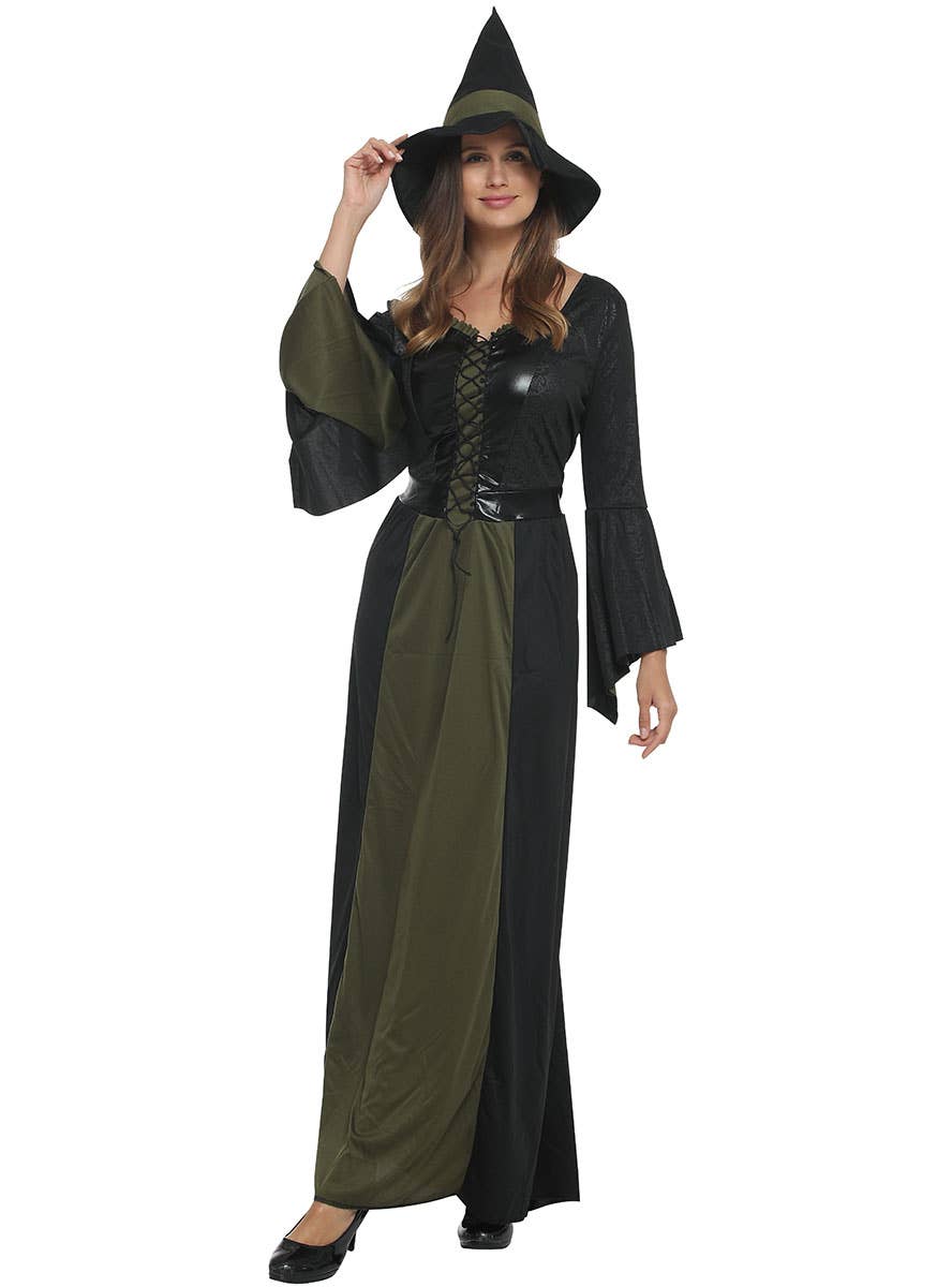 Womens Green and Black Witch Halloween Costume Womens Green and Black Witch Halloween Costume