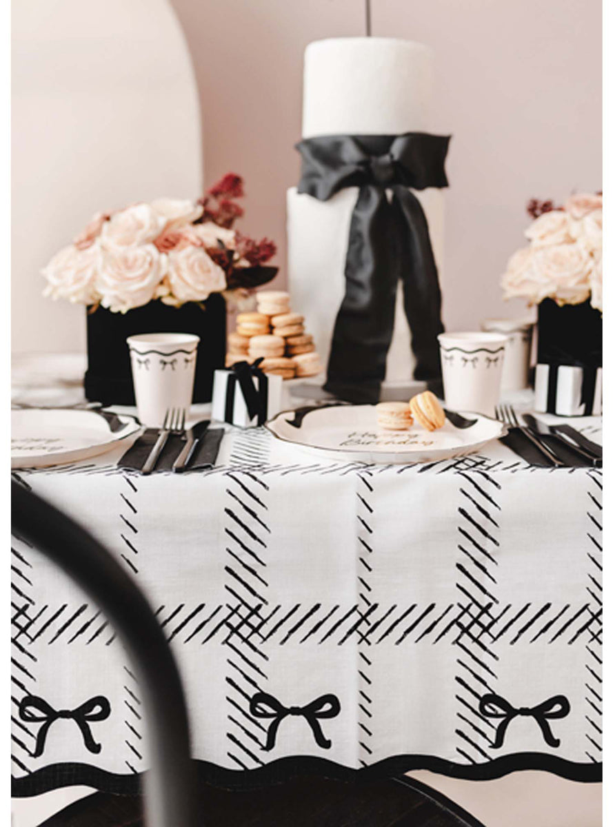 Elegant Milestone 120cm Black and White Paper Table Cover - Lifestyle Image 1