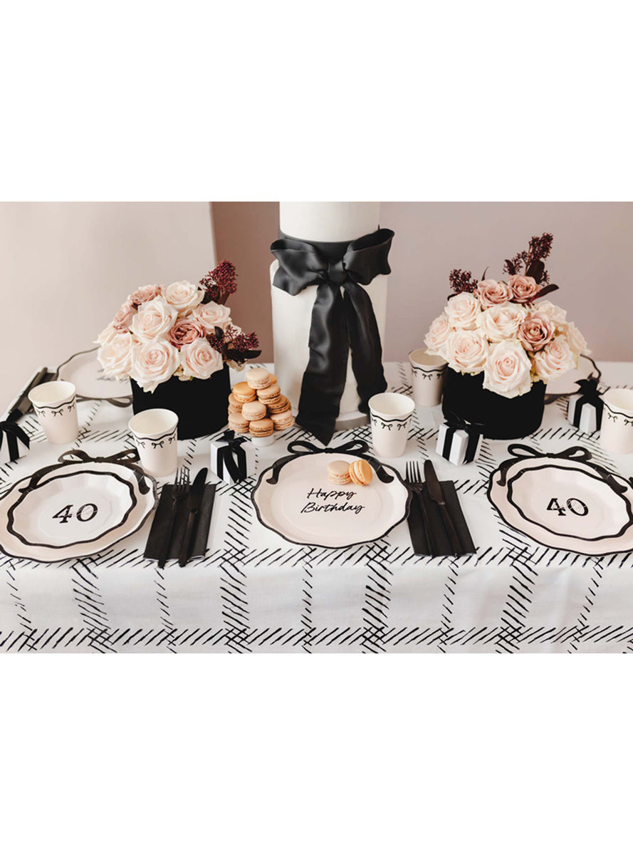Elegant Milestone 120cm Black and White Paper Table Cover - Lifestyle Image 2