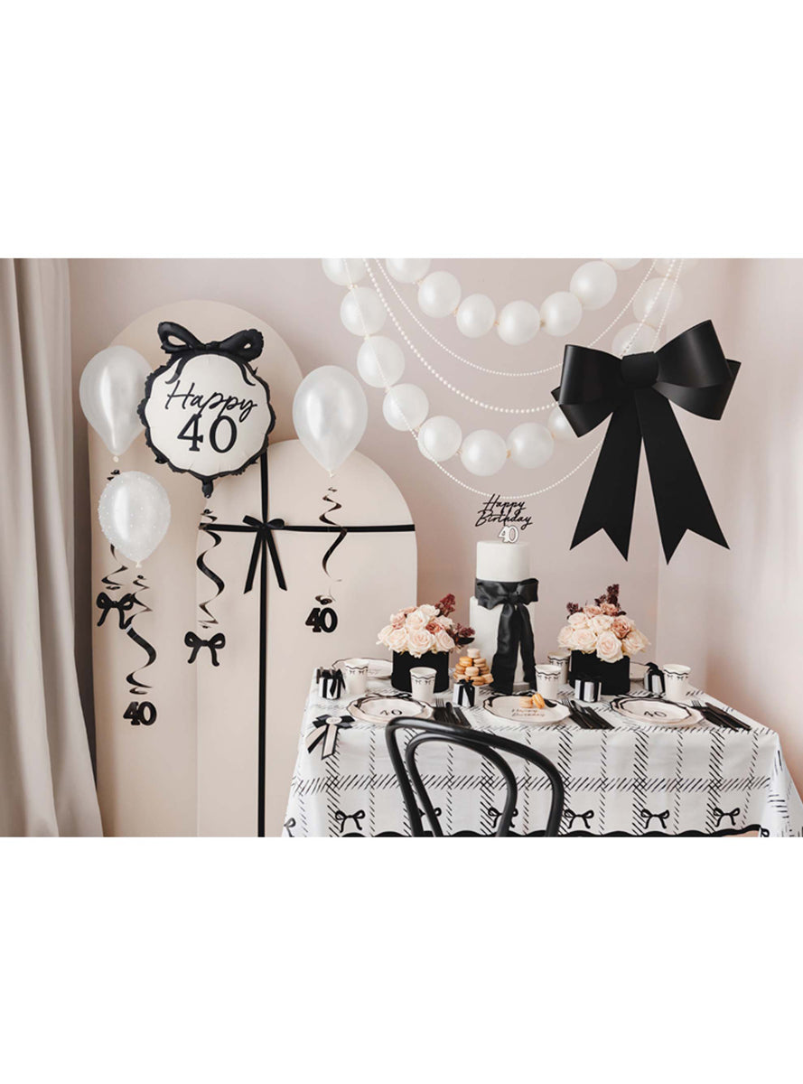 Elegant Milestone 120cm Black and White Paper Table Cover - Lifestyle Image 3