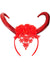 Image of Elegant Red Devil Horns Headband with Lace and Flowers