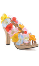 Women's Hawaiian Luau Tropical Colourful Lei Costume High Heel Shoes With Flowers Back Image