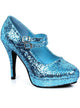 Women's Light Blue Cinderella 4" High Heel Costume Shoes With Double Strap Alt Image