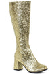 Womens Gold Glitter Deluxe 60s Costume Go Go Boots - Main Image